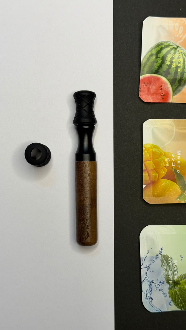 NCYA standard mouth tip beside and fitted to a brown Original inhaler